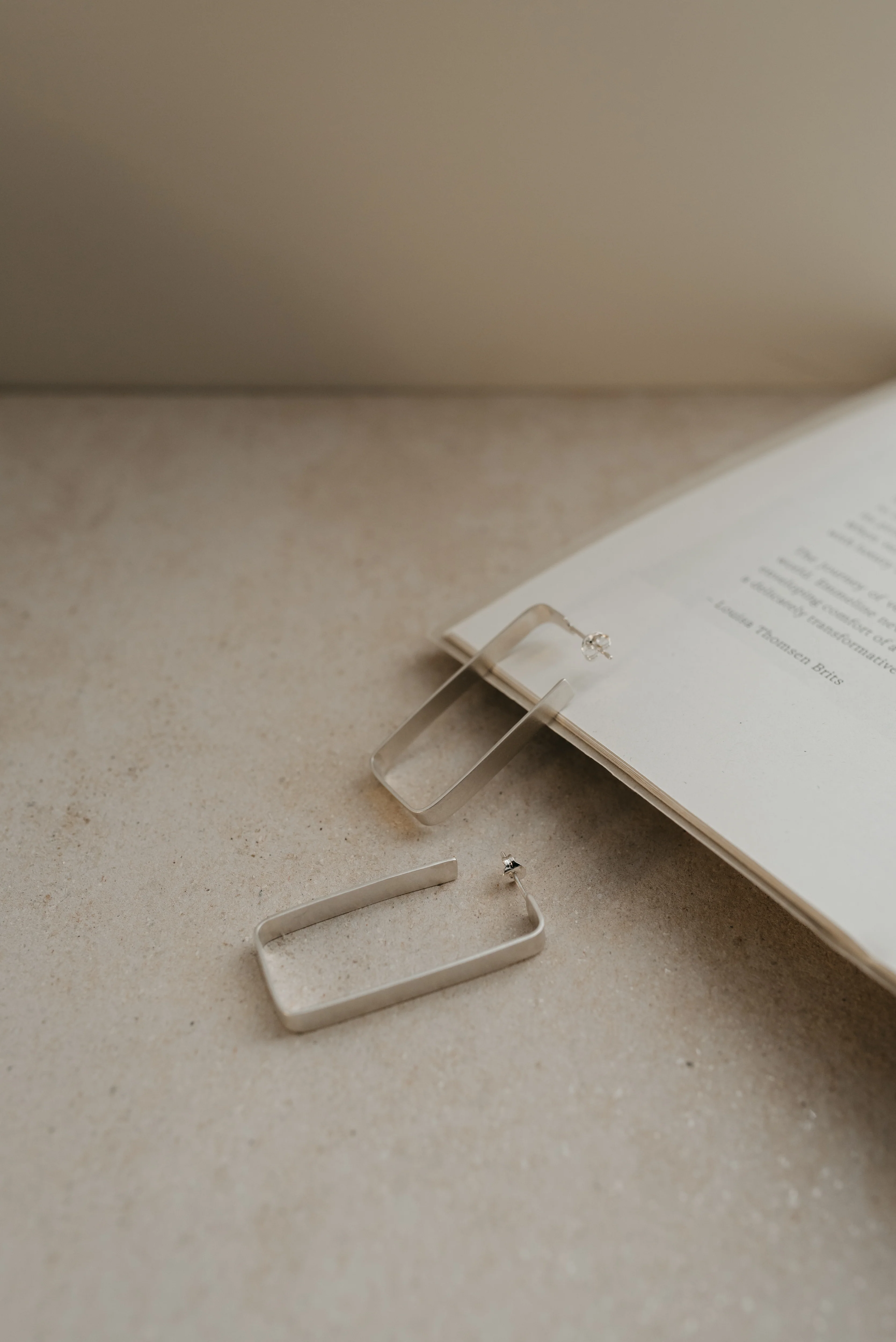 Silver Statement Rectangle Hoops - Image 3