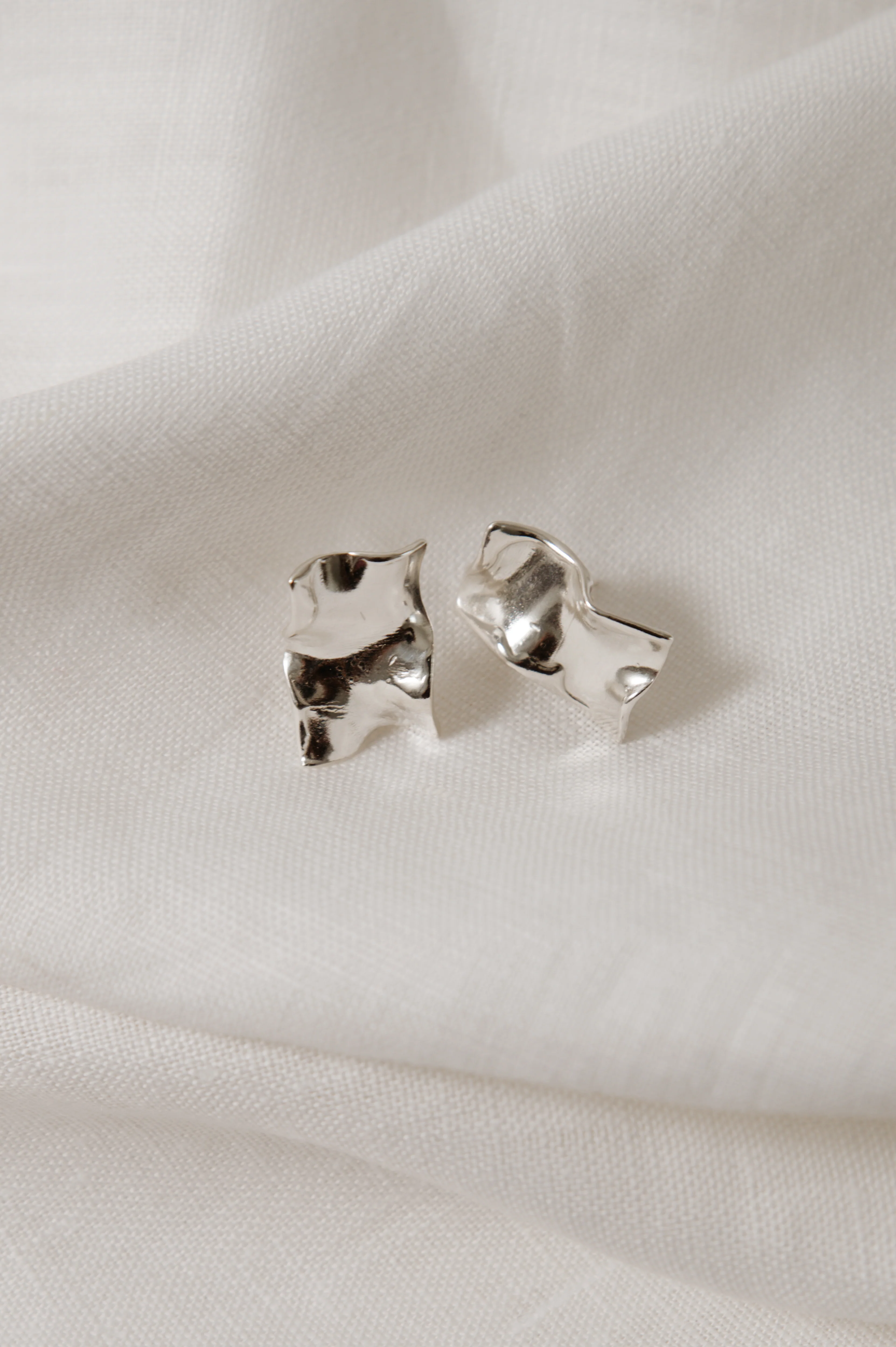 Silver Statement Crinkle Studs - Image 6