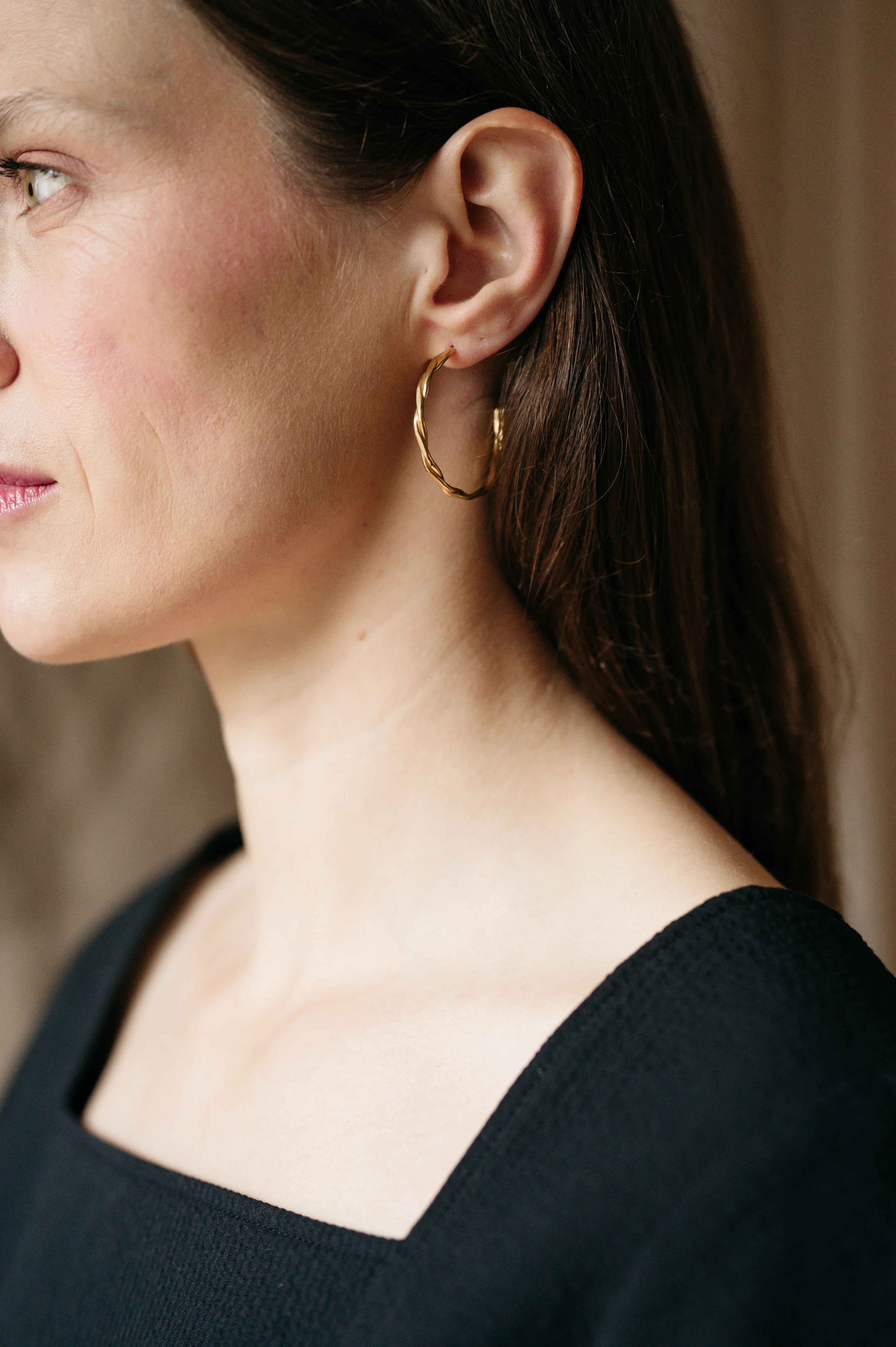 Gold Vermeil Large Twisted Hoops - Image 5