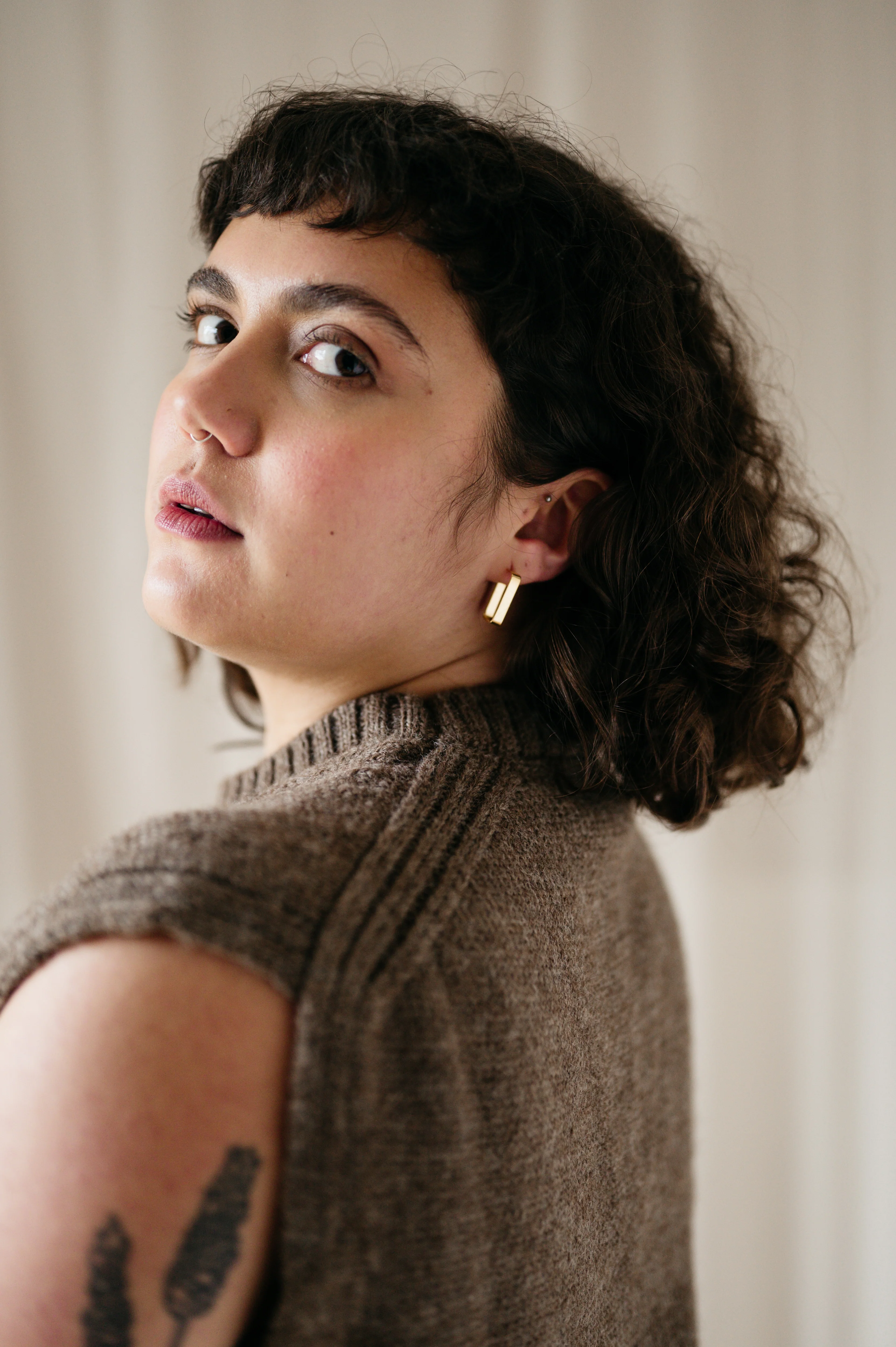 Gold Vermeil Rectangle Hoops - Image 4