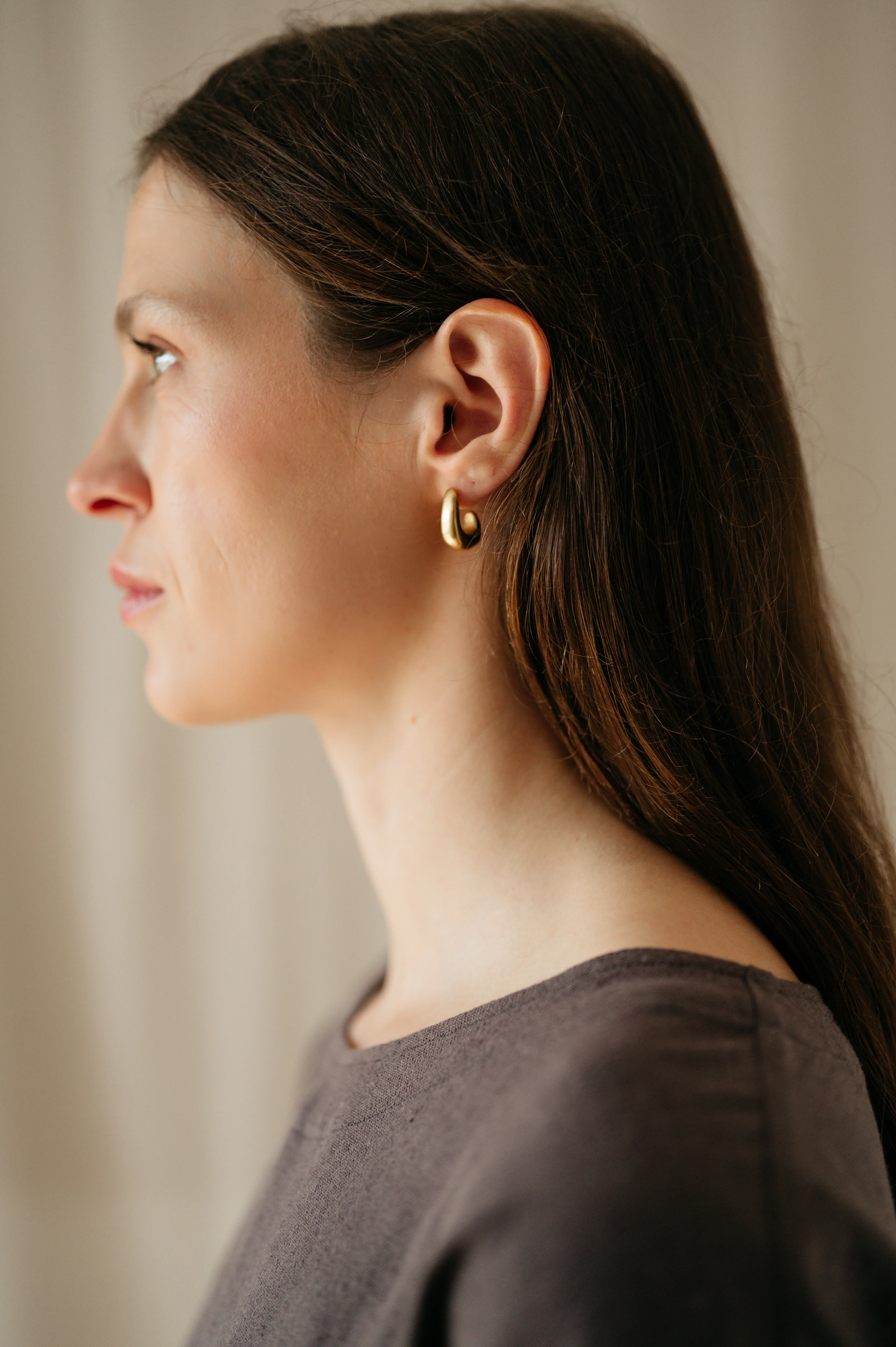 Gold Vermeil Solid Curl Studs - Image 3