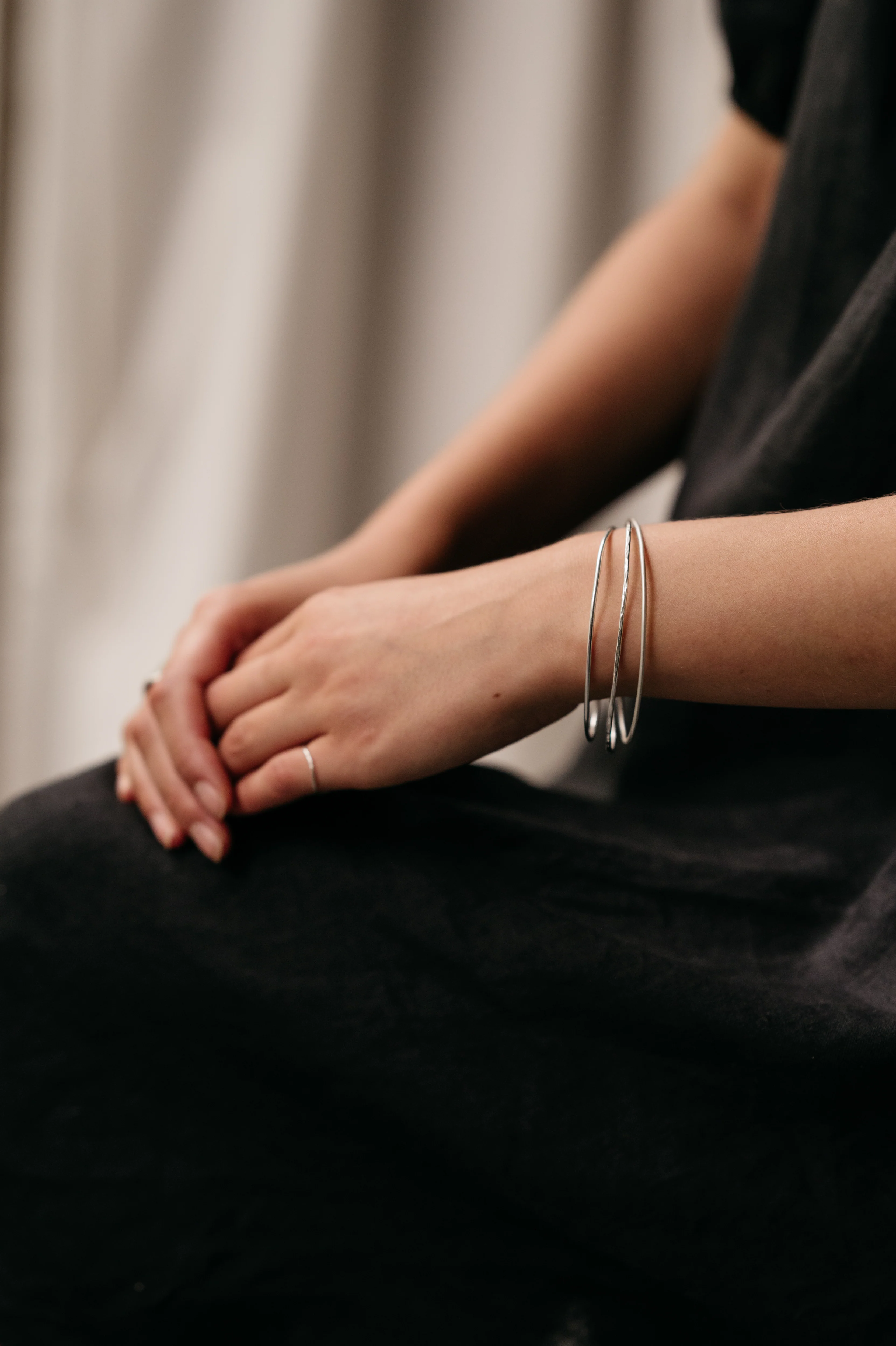 Silver Organic Shaped Bangle - Image 7