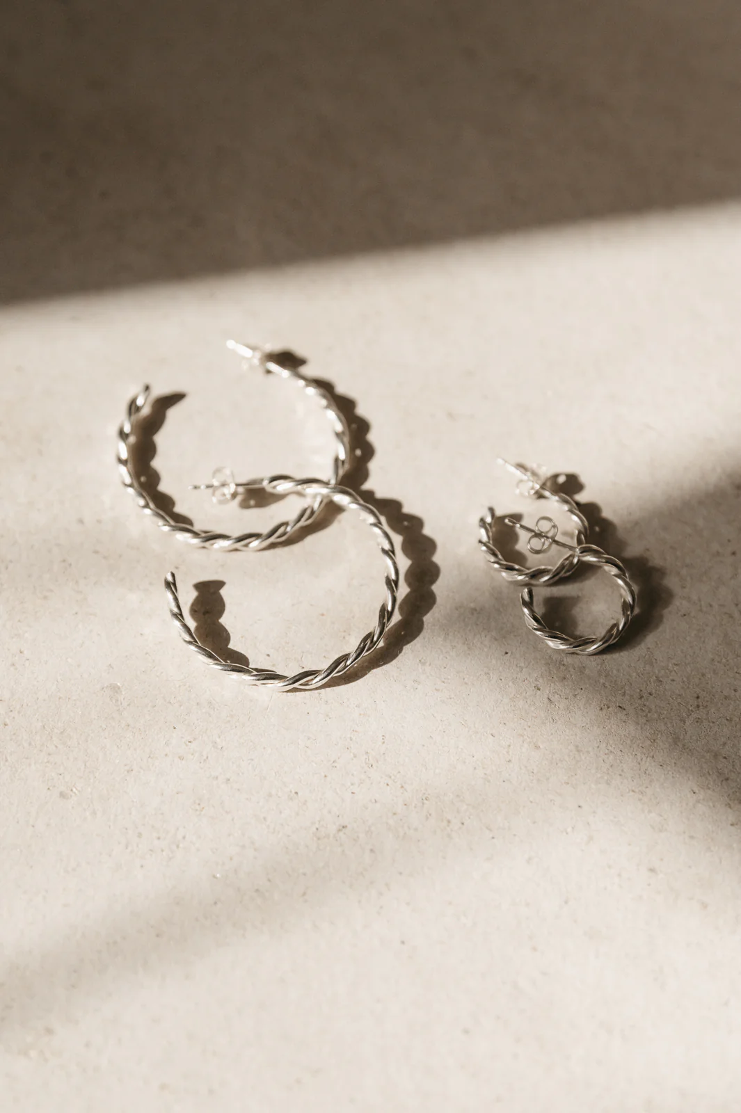 Silver Large Twisted Hoops - Image 4
