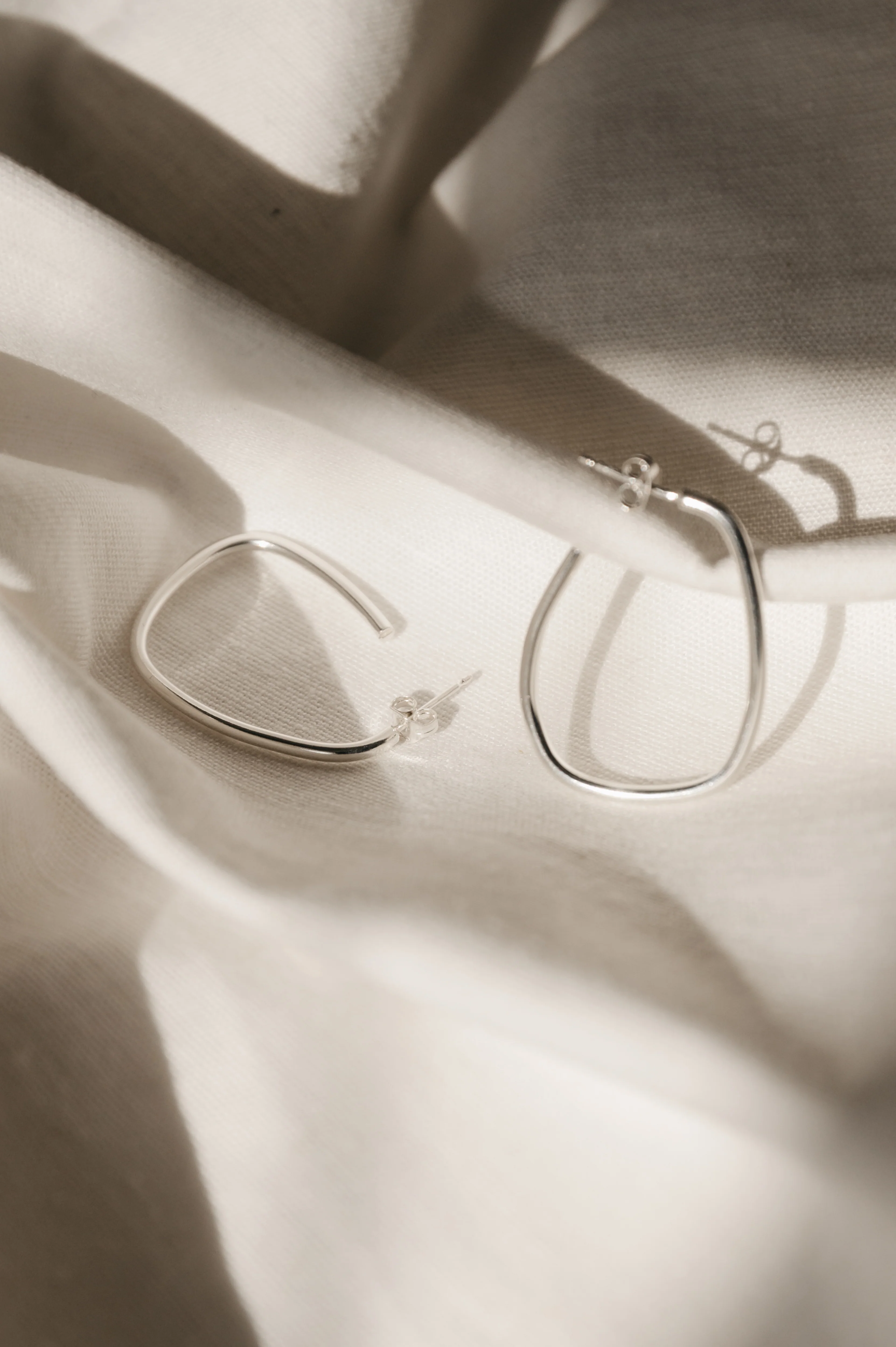 Silver Squoval Hoops