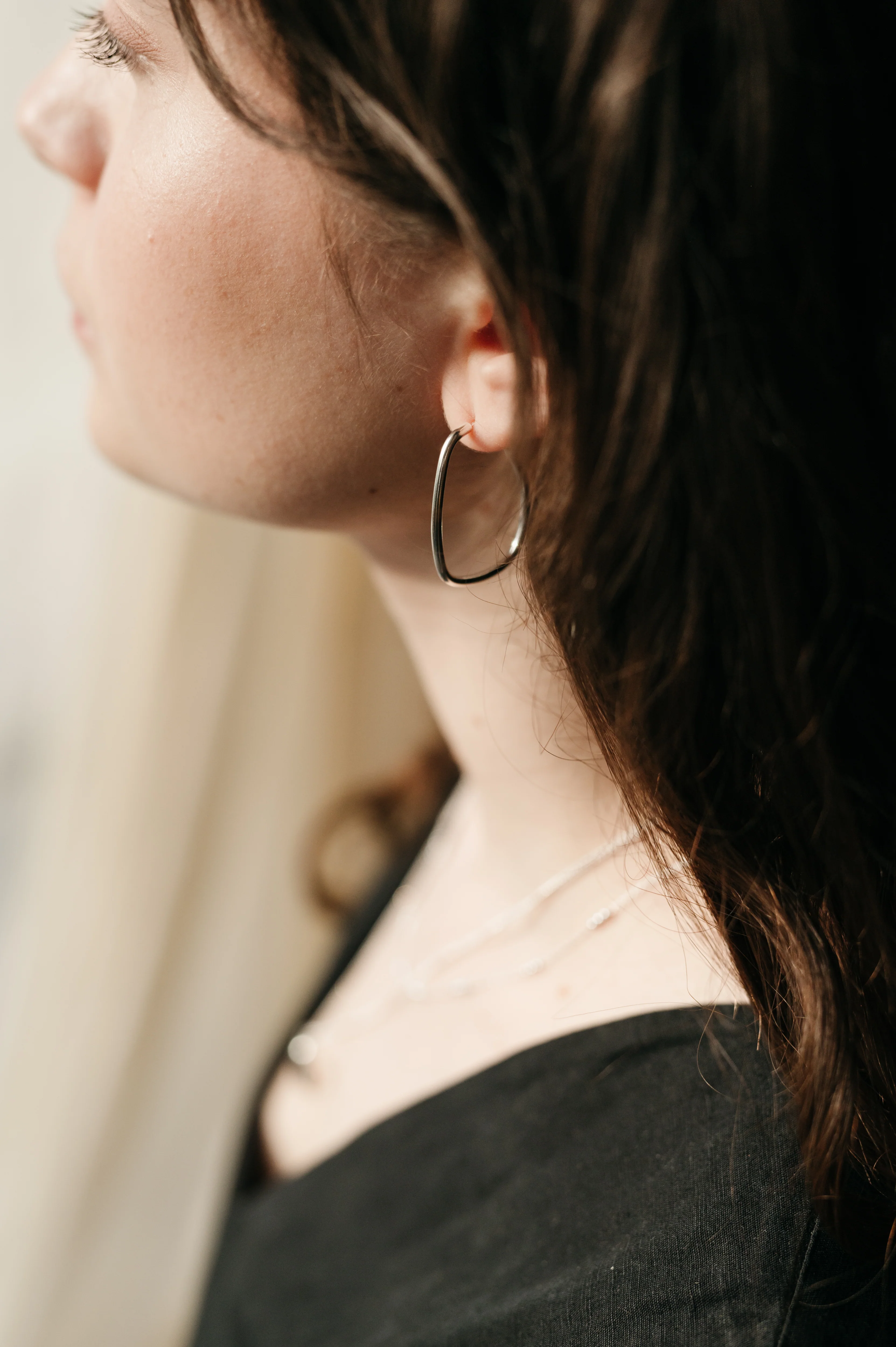 Silver Squoval Hoops - Image 2