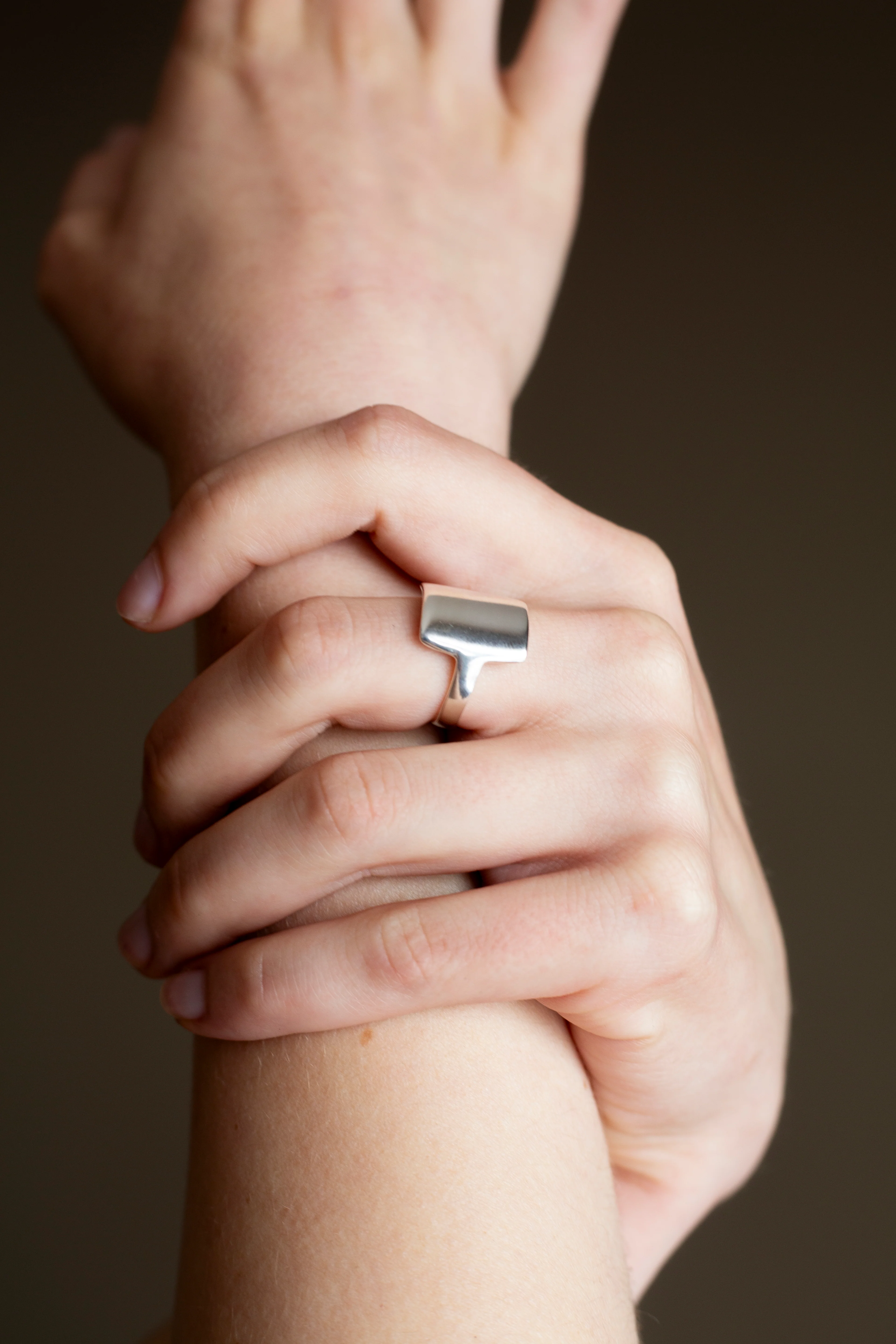 Silver Square Shield Ring - Image 2