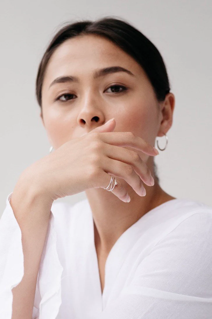 Silver Hammered Stacking Ring - Image 3