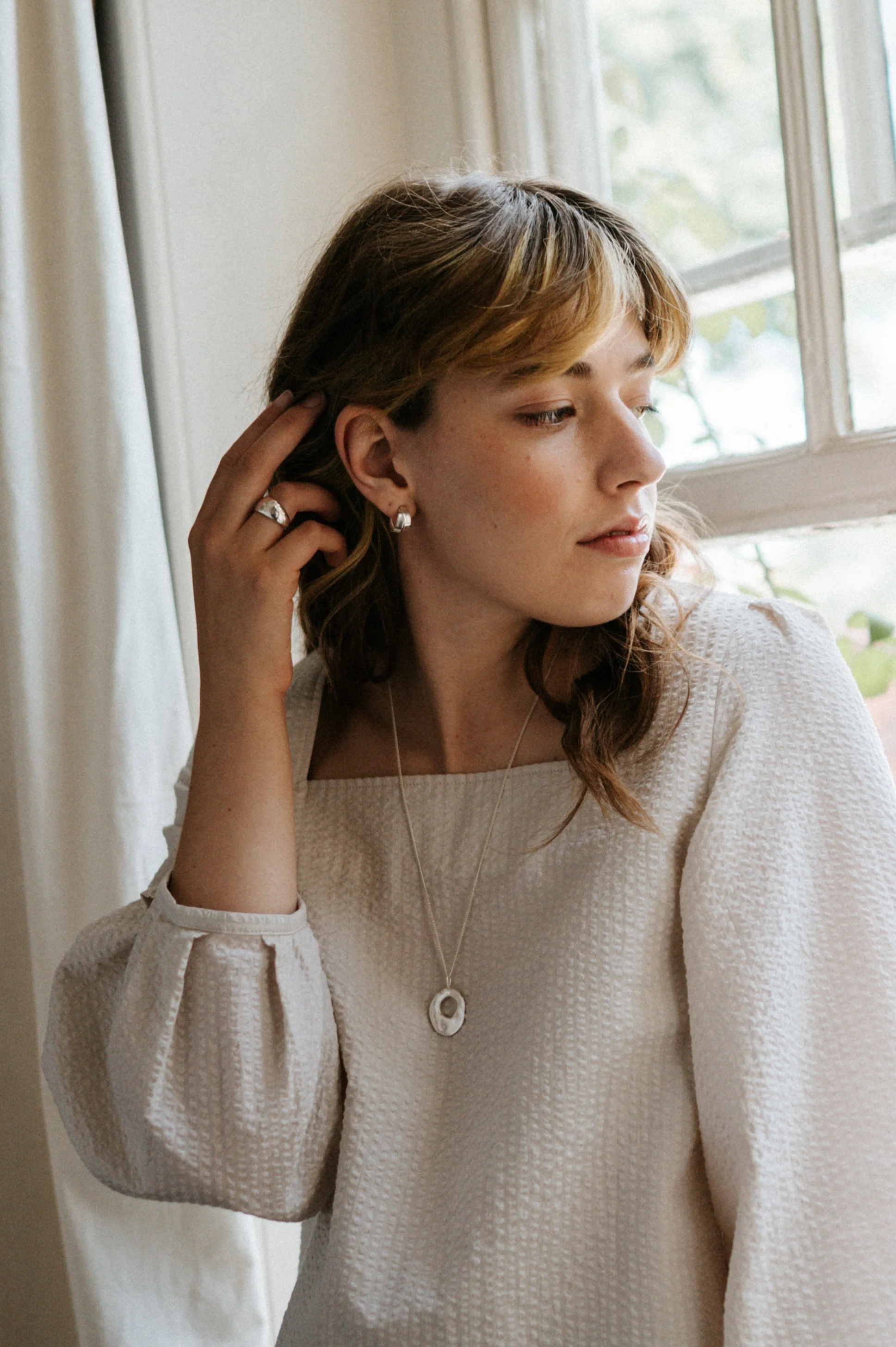 Silver Overlap Hoops - Image 2