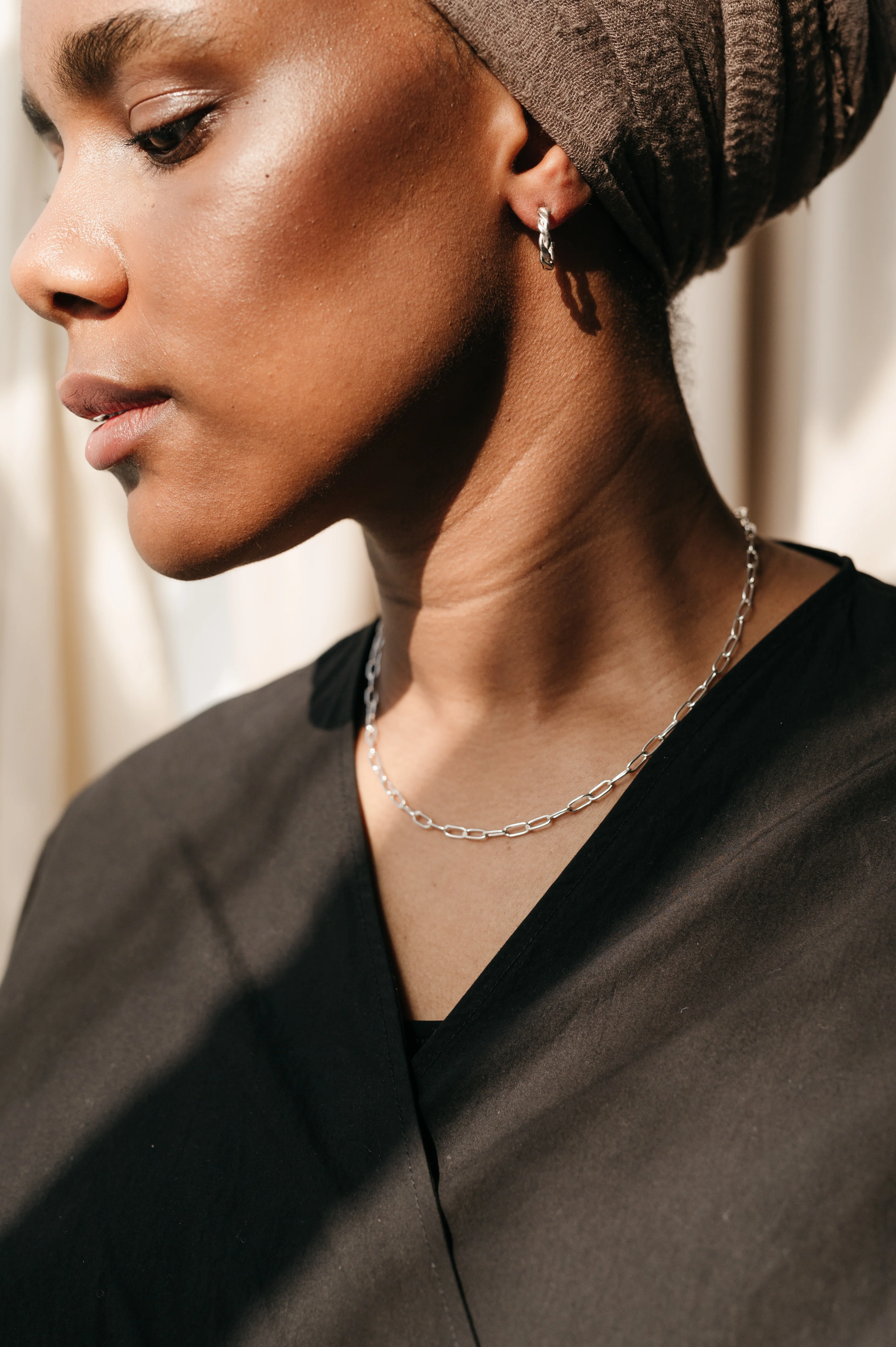 Silver Small Twisted Hoops - Image 3
