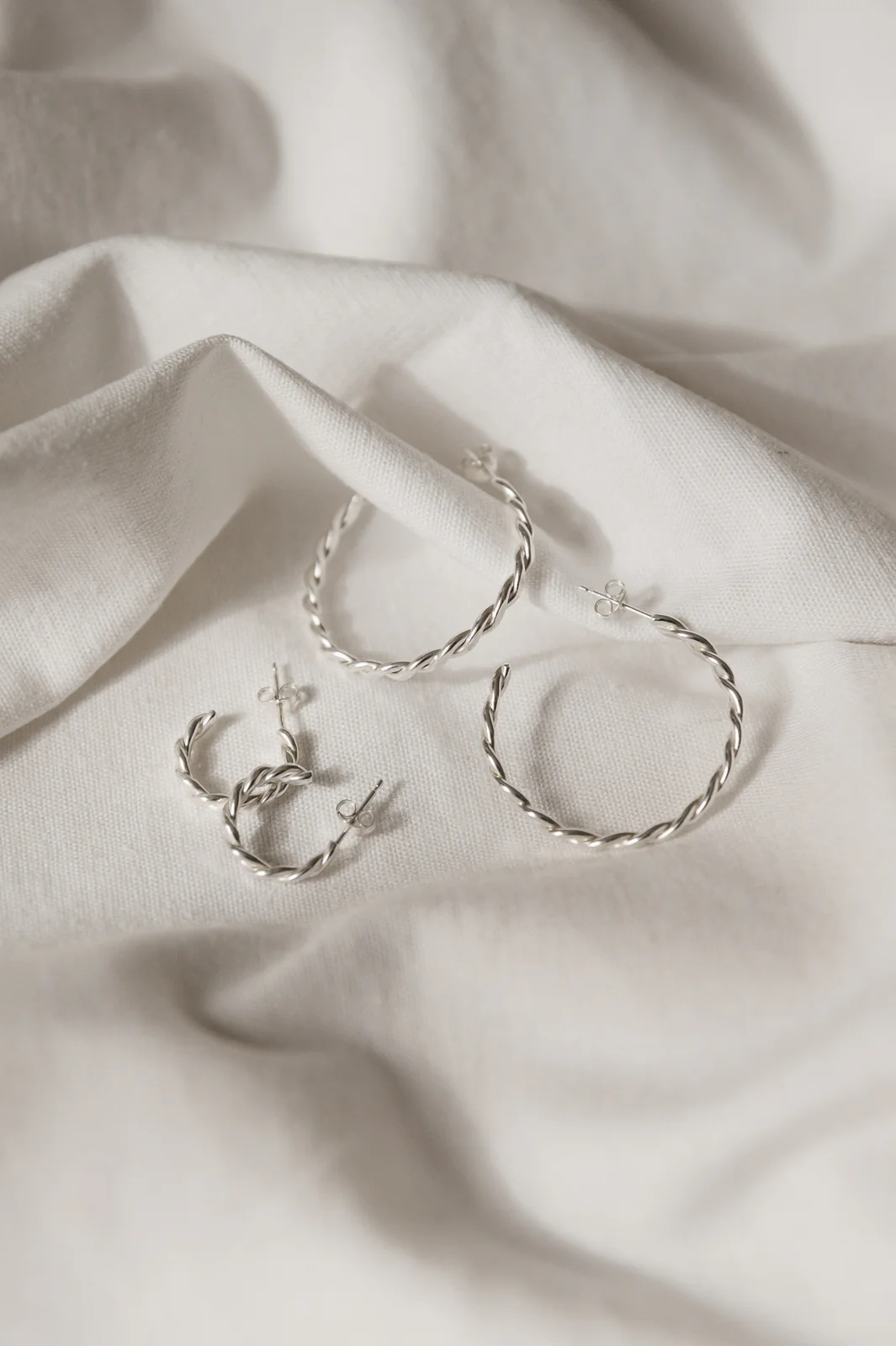 Silver Small Twisted Hoops - Image 4
