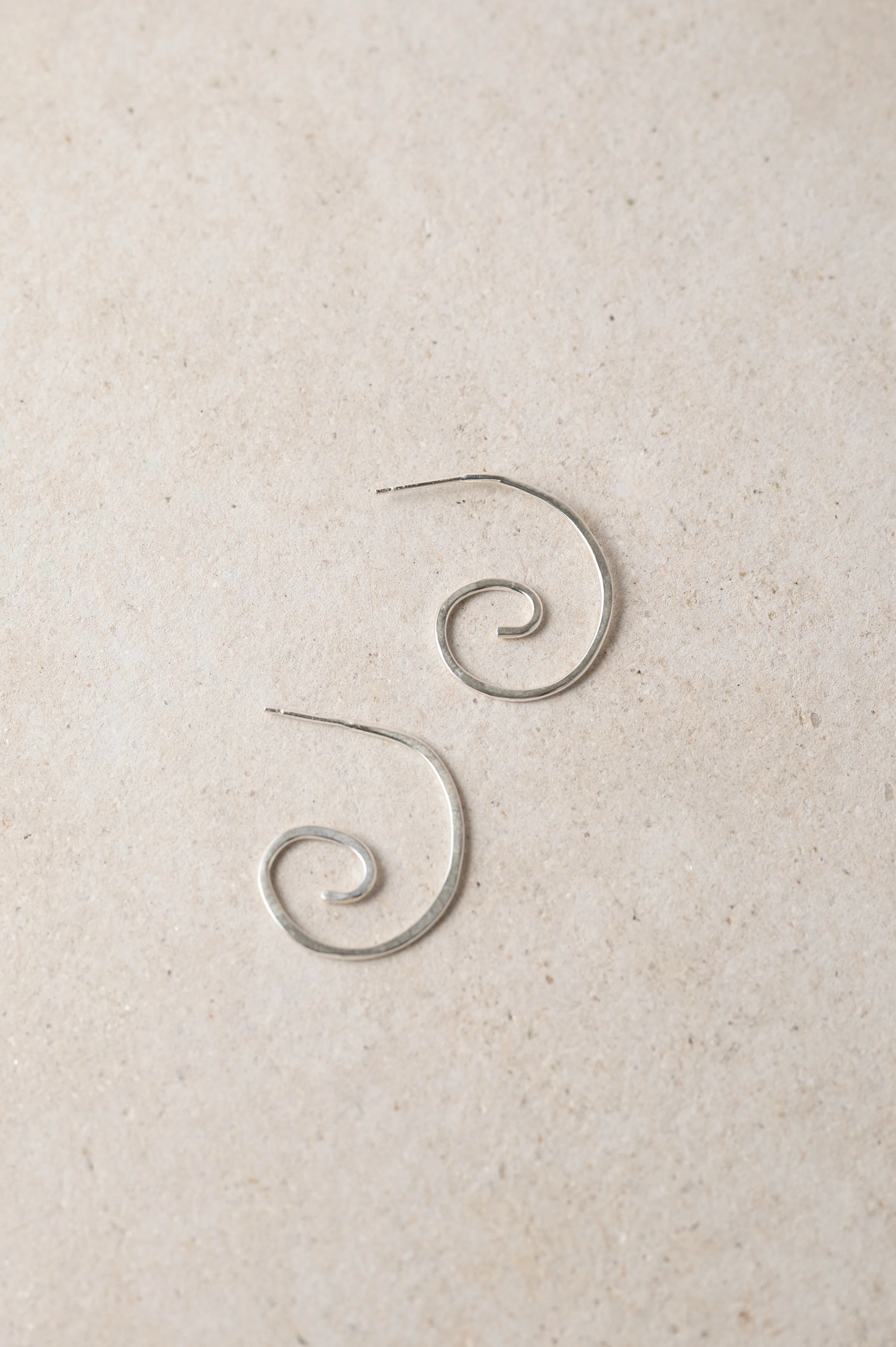 Silver Spiral Hoops