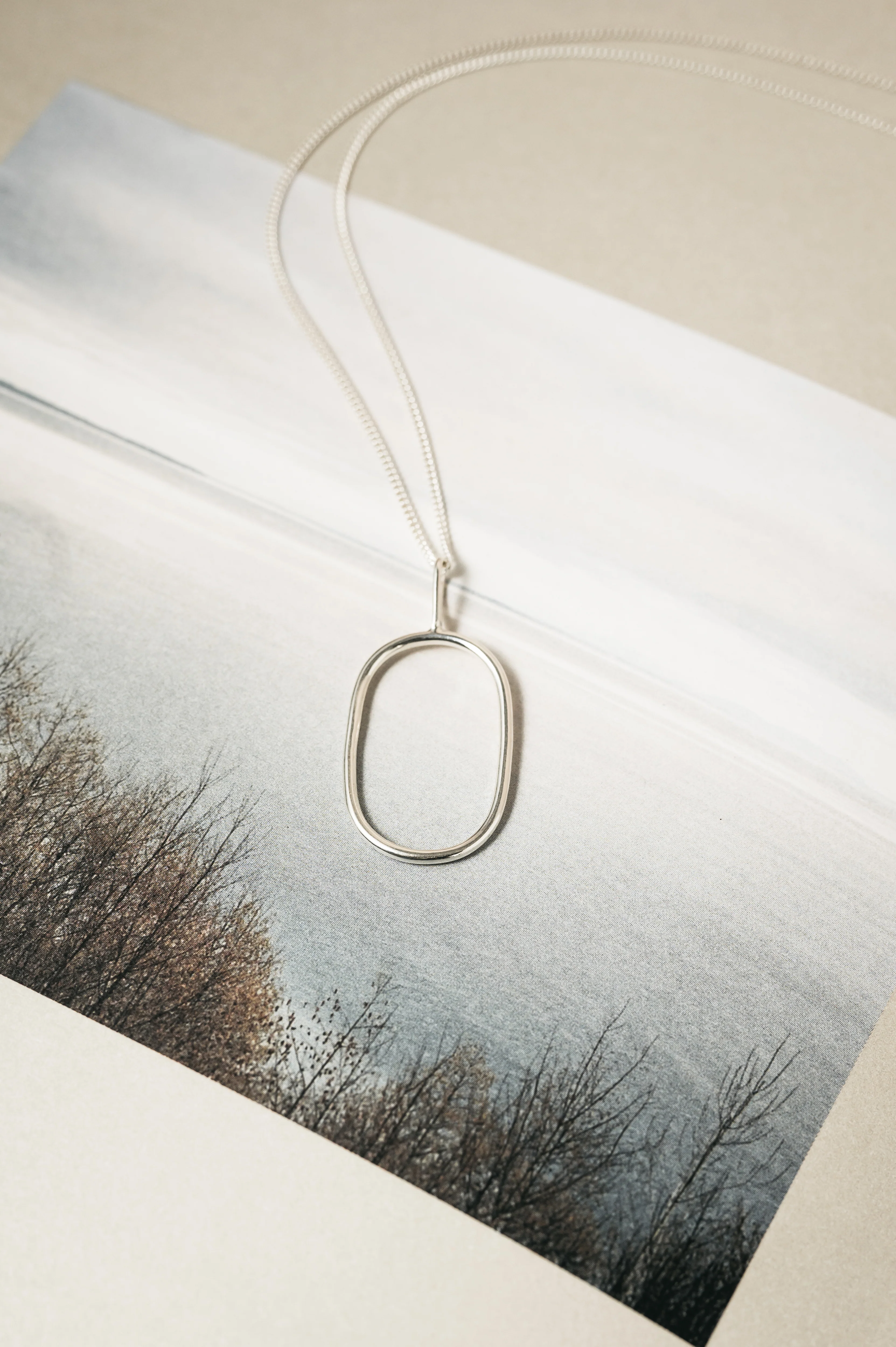 Silver Statement Oval Pendant