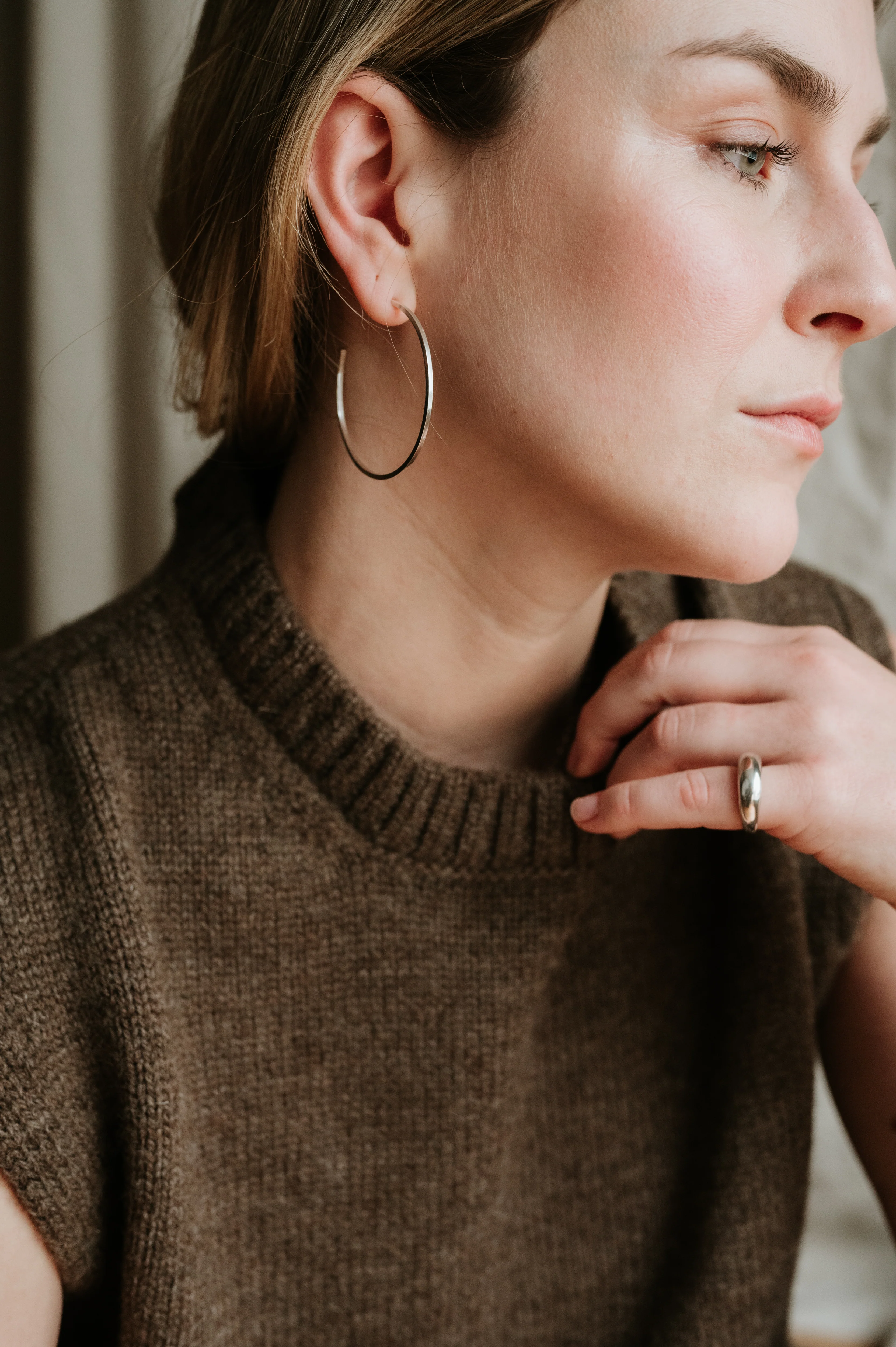 Silver Big Hoops - Square Wire